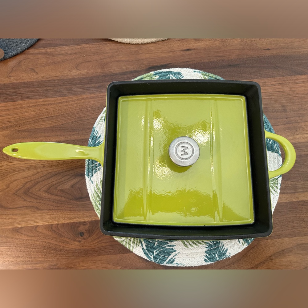 Mario Batali Cast Iron Panini Press/Grill Pan in Avocado Green